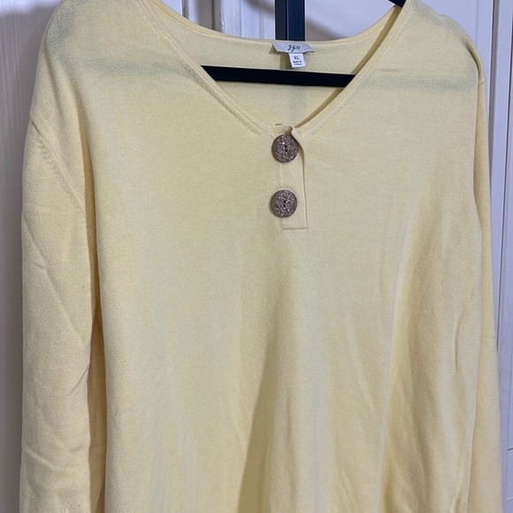 J.Jill Women’s Yellow Long Sleeve Sweater Top Sz XL 2 Button V Neck Comfy - Picture 4 of 11